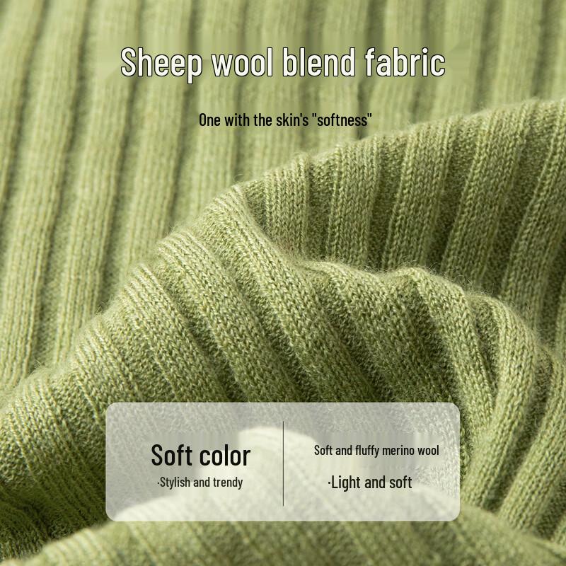 TUHUANG Women's Slim Fit V-Neck Ribbed Wool Blend Cardigan