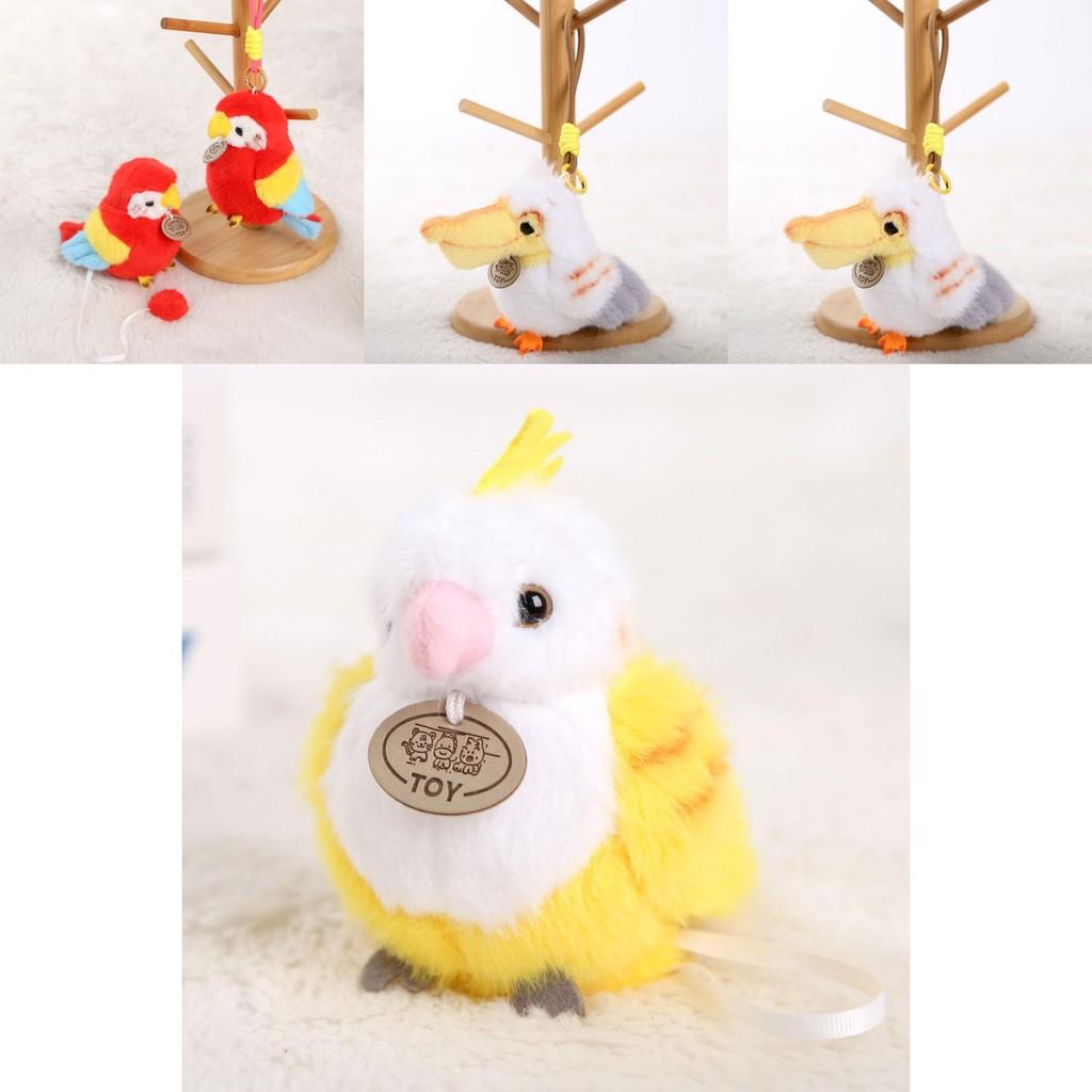 Red Crowned Crane Plush Parrot Keychain With Pp Cotton Filling For Girls And Collectors