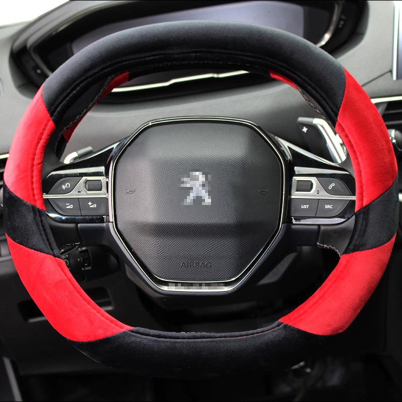 

Чехол на руль автомобиля для Peugeot 3008 4008 5008, зимние плюшевые автоаксессуары, интерьер Coche красный