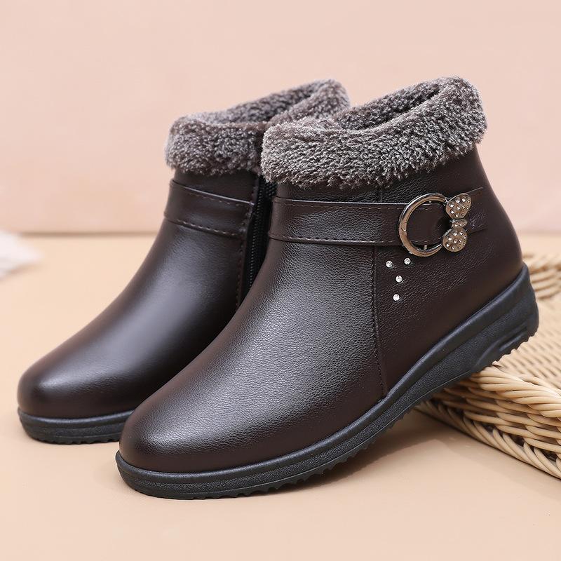 

Женские модные зимние теплые ботинки среднего возраста с короткой плюшевой подкладкой и хлопковой обувью 41 темно-коричневого