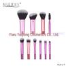 Crystal Handle 10-Piece Mini Makeup Brush Set: Portable Travel Contouring, Eyeshadow & Powder Beauty Tools.