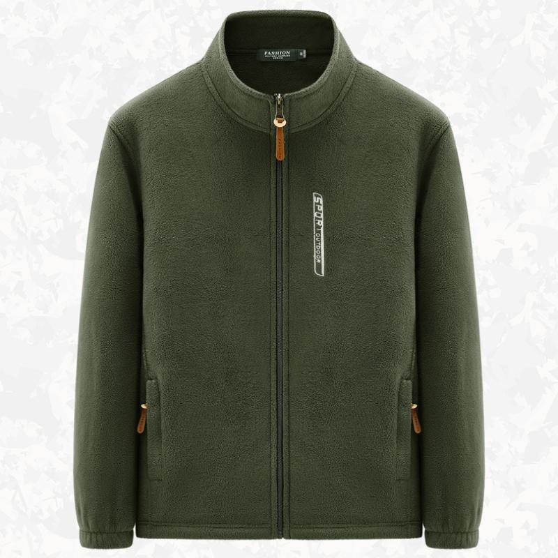 Men Autumn And Winter Clothes Velvet Warm Cardigan Sweatshirt Polar Fleece Jacket Outdoor Sports Stand-up Collar Top Large Size