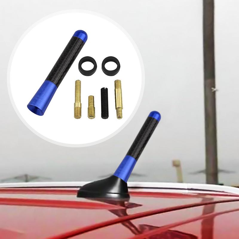 Car Antenna Replacement Carbon Fiber Short Metal Receiving Antenna 8cm Auto Radio Signal Receiver With Aluminum Wire For Camping
