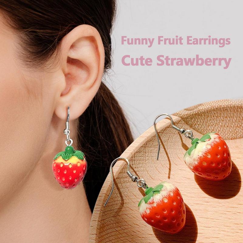 5pcs Fruit Candy Hoop Earrings Set for Women Cute Cartoon Pendant Piercing Ear Stud Drop Dangle Earring 2024 Jewelry Accessories