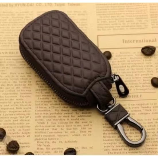 Car Keychain Covers Men Key Holder Genuine Leather Car Key Wallets Housekeeper Keys Organizer Zipper Case Bag Pouch