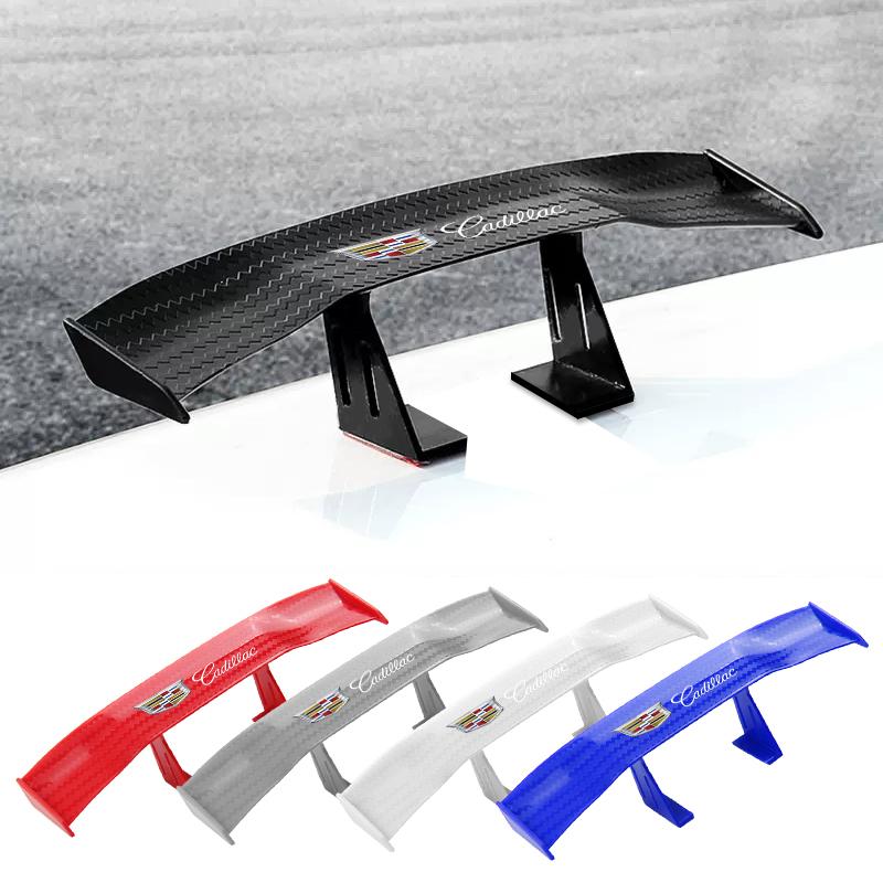 Car mini spoiler Tail Wing Carbon Fiber Look Tail Wings Model Auto Styling for Cadillac Logo SRX XT4 XT5 XT6 ATS XTS CTS CT6