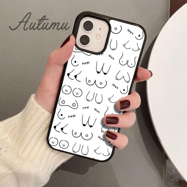 Weibliche Mädchen Titten Handyhülle für iPhone 11 12 13 14 Pro Max mini X XR XS SE 2020 5s 6S 7 8 Plus Samsung Galaxy S21 S22 Hülle