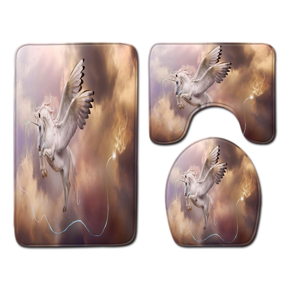 

Unicorn Bathroom Floor Mat Toilet Three-Piece Set 45cmx75cm