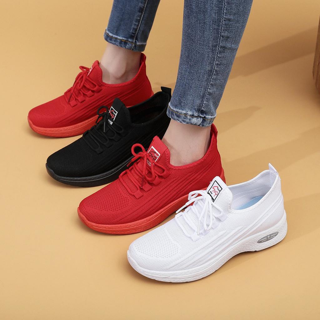 Processing customized new old Beijing cloth shoes flying woven women's shoes mesh casual single shoes non-slip soft sole comfortable sports shoes