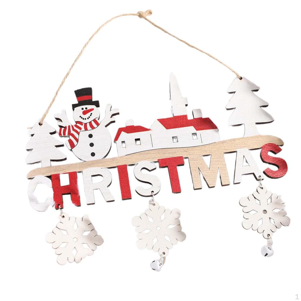 Wooden Christmas Hanging Ornament with Bells, Sign, Door Sign for Porch, Housewarming,