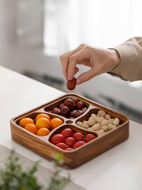 Wuhe Solid Wood Round Fruit & Snack Plate