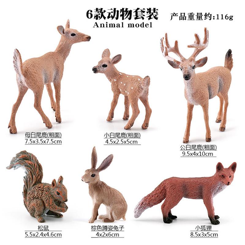 

Поставка 6 имитированных лесных животных, белка, кролик, белохвостый олень, модель лисы, статические игрушки-украшения