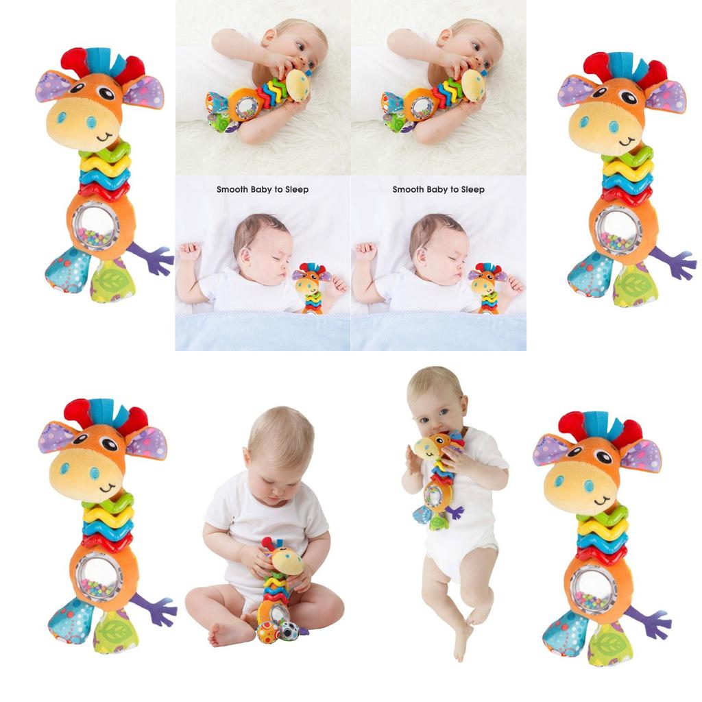 Mummabubba Soft Plush Giraffe Rattle Bell Teether Toy For Babies