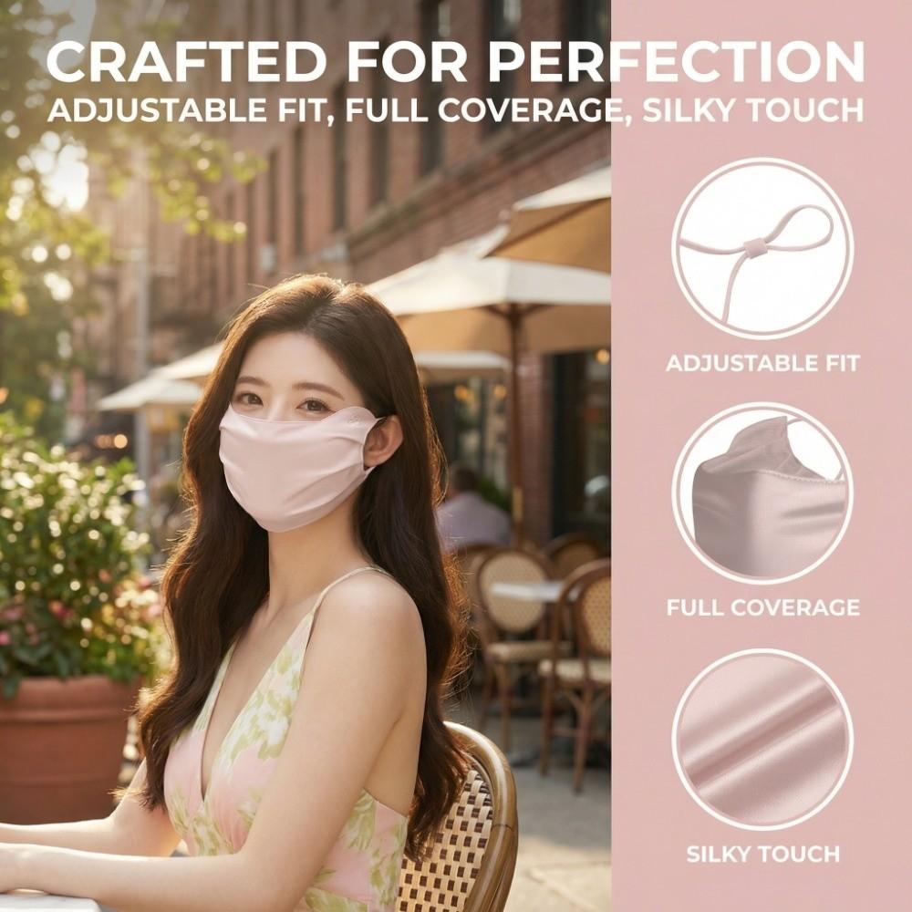 Ice Silk Satin Face Mask for Women UPF 50+ Outdoor Masks Soft Semi-face Cover  Summer