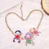 Fashion Creative Personality Handmade DIY Colored Rice Beads Cartoon Three-dimensional Character Necklace Bracelet, Fresh and Cute
