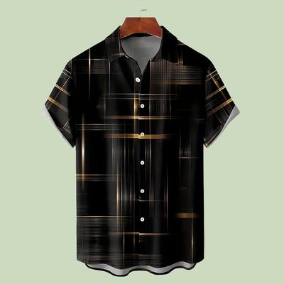 Men's Golden Lines 3D Print Shirt Button Up Shirt Casual Shirt Summer Shirt Short Sleeve Daily Vacation Clothing