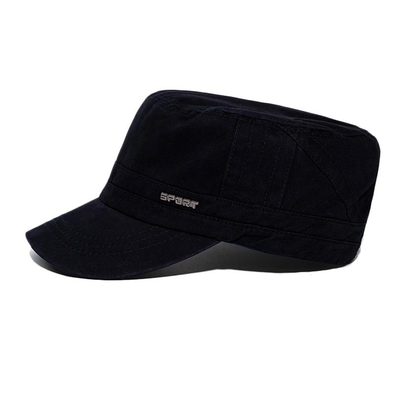 Flat Top Hat Men's Sun Hat British Vintage Cap Captain Cap Visors Hat Training Cadet Caps