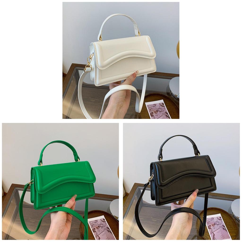 Pu Small Square Bag With Top Flap For Daily Casual Womens Street Style