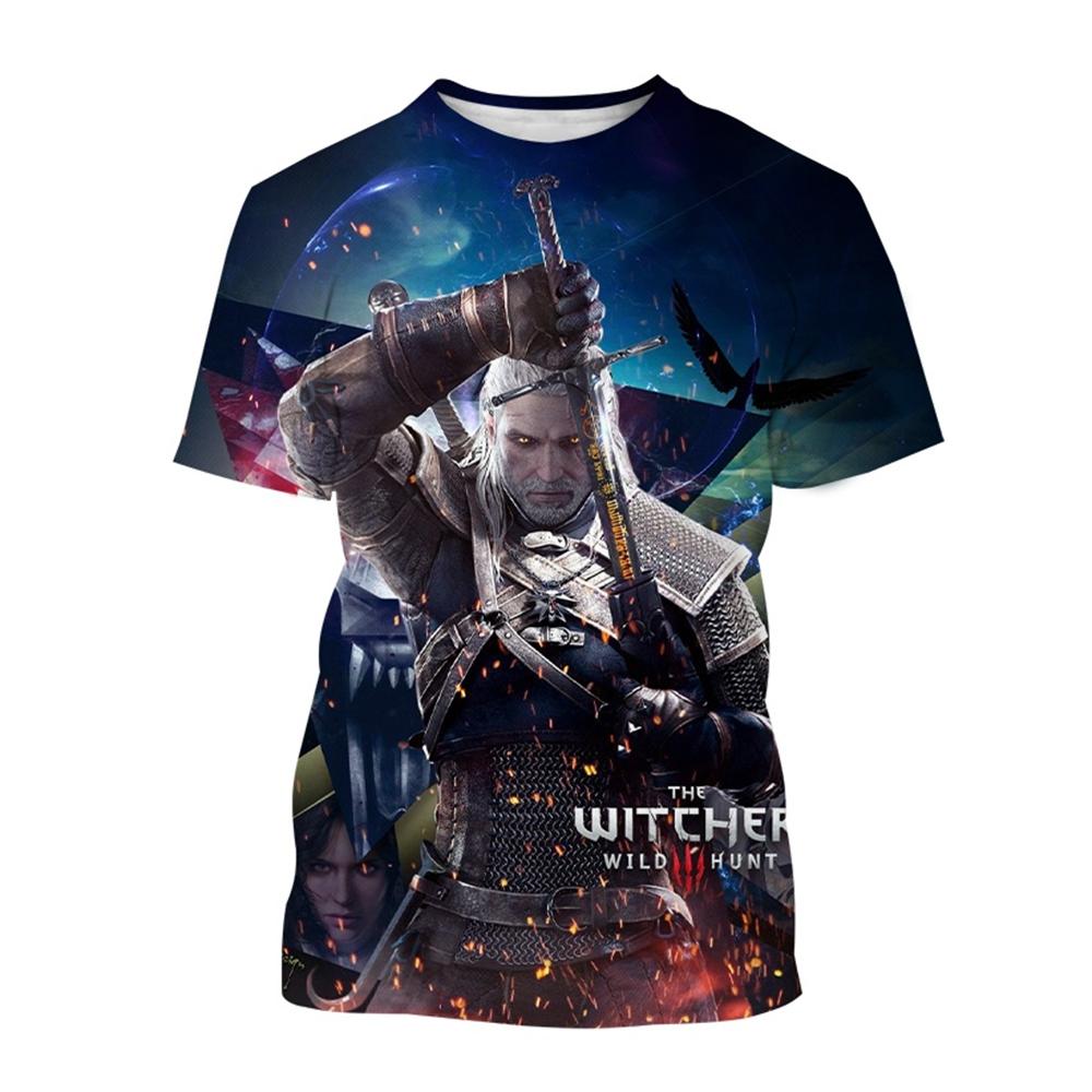 Latest Witcher 3D Printed T-shirt for Men, Role Playing Game Witcher King Assassin Casual Harajuku