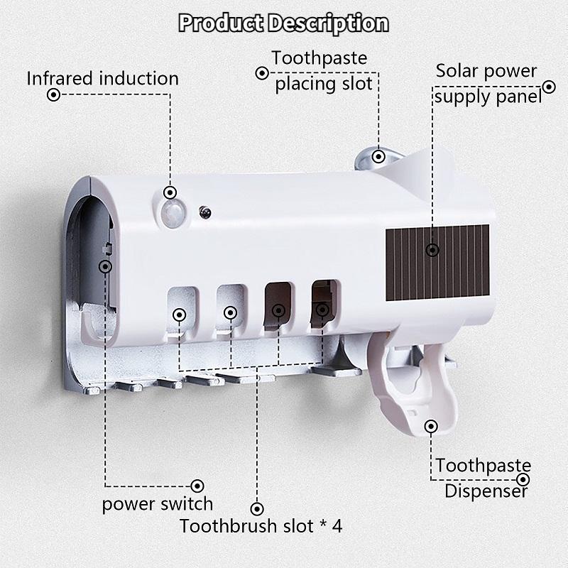 Light Energy Charging UV Toothbrush Disinfection Rack Automatic Toothpaste Squeezing Artifact Special Intelligent Bathroom Supplies