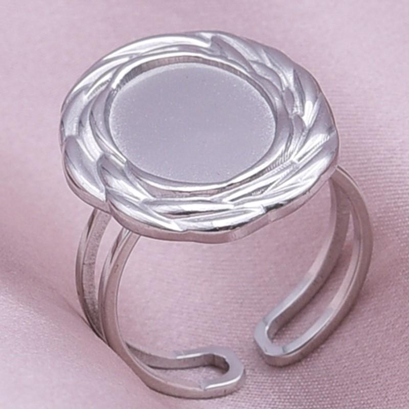 Geometric Round Oval Heart Blank Base Settings DIY Stainless Steel Rings For Women Men Accessories Adjustable Open Ring Jewelry