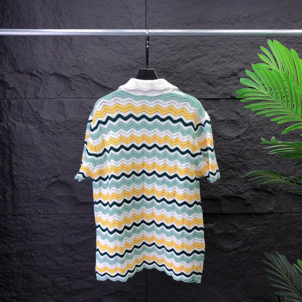 Women's Casual Knitted Wool Suit: Short-Sleeved Sweater & Shorts with Pearl Buttons and Color Matching.