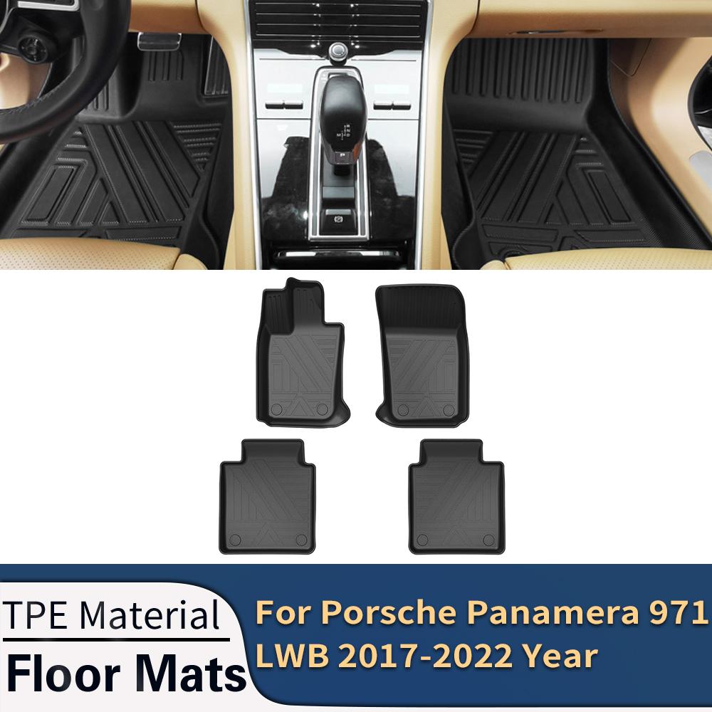 

Для Porsche Panamera 971 LWB 2017-2022 автомобильные напольные коврики, всепогодные коврики для ног из ТПЭ, коврик для ног без запаха, коврик для подноса, интерьер