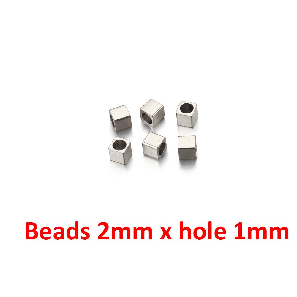 

20pcs 2 3 4 5mm Stainless Steel Square Cube Bead Hole 1mm 2mm Spacer Loose Beads DIY Needlework Bracelet Necklace Jewelry Making 20pcs