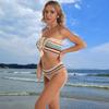 Handmade European & American Stripe Crochet Bikini Set