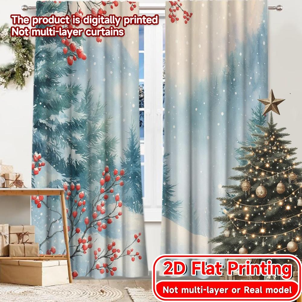 

2pcs, 2D FLAT PRINTING Curtains (Without Rod) Winter Serenity(3) Digital printing on holiday curtains Yarn Curtains Decorations 52.50 × 116.00 cm 2 pcs