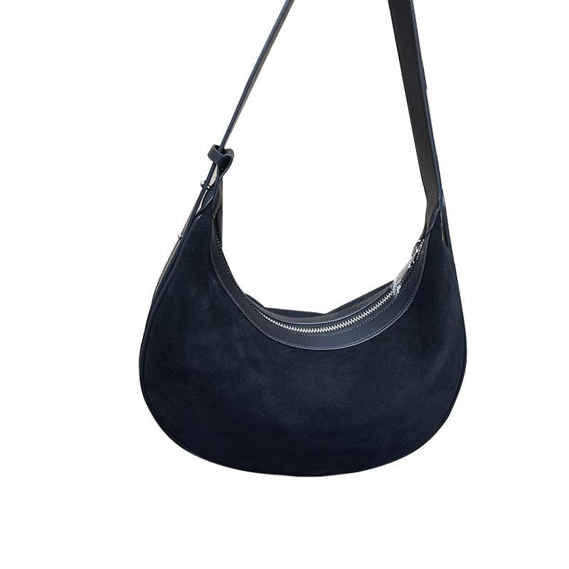 Autumn and winter new leather women's bag casual versatile crescent bag matte first layer cowhide shoulder bag crossbody women's bag