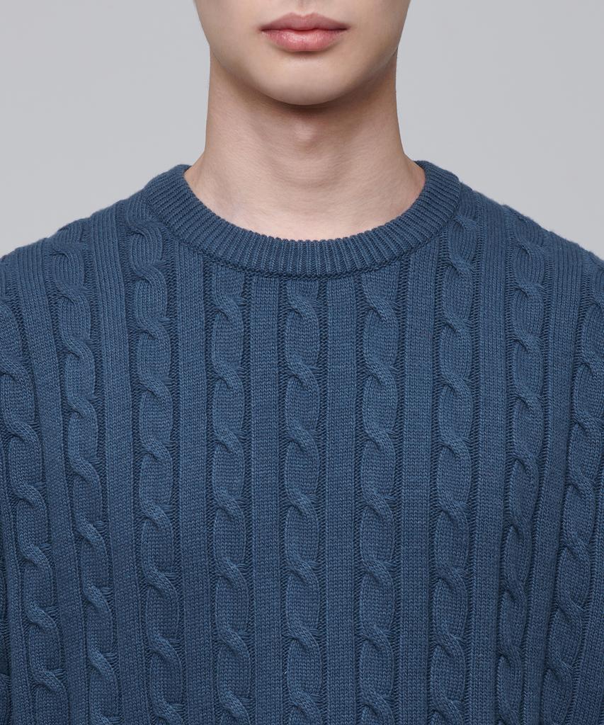 Musinsa Standard Cable Crew Neck Knit [Midnight Blue]