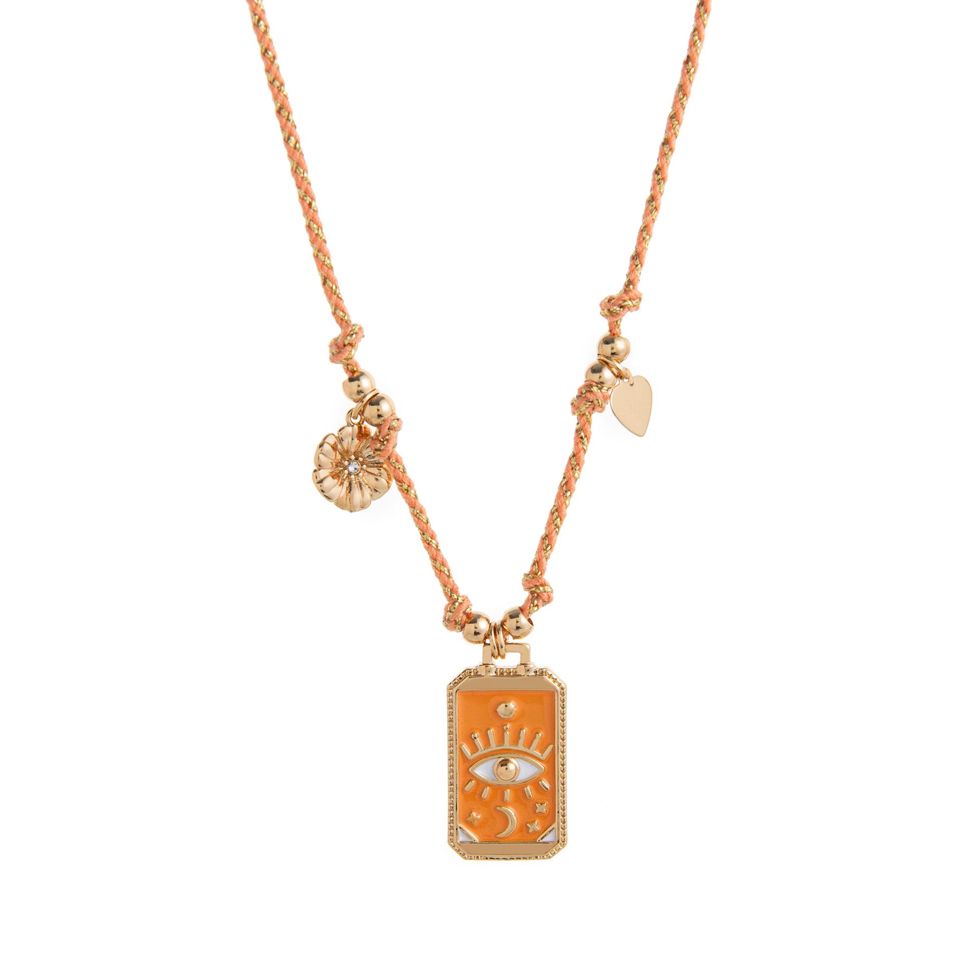 Cross-border Fashion Retro Beaded Evil Eye Tarot Palm Pendant Necklace