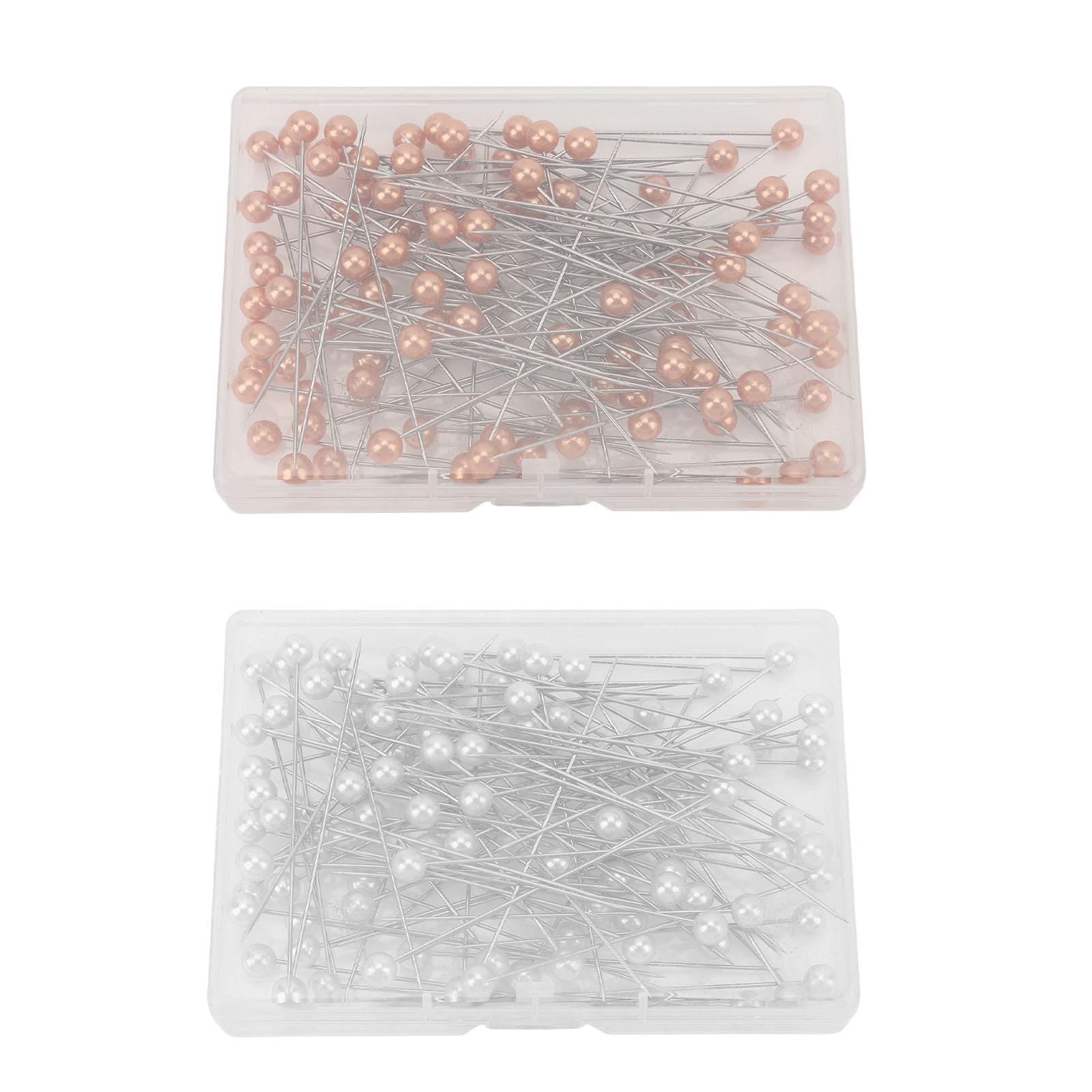 

100Pcs Pearlized Ball Head Pins Sewing Quilting Straight for Bouquets Floral Fabric Orange