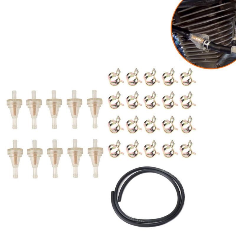 

31Pcs 1/4 Motorcycle Inline Gas Fuel Filter Hose Clamp Tubing For Dirt Bike Atv