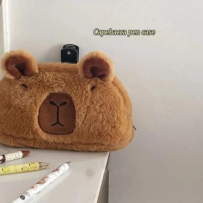 Carino Kawaii Grande Capacità Capibara Borsa per Penna Divertente Cartone Animato Capibara Peluche Astuccio per Matita Forniture Scolastiche Regali di Compleanno