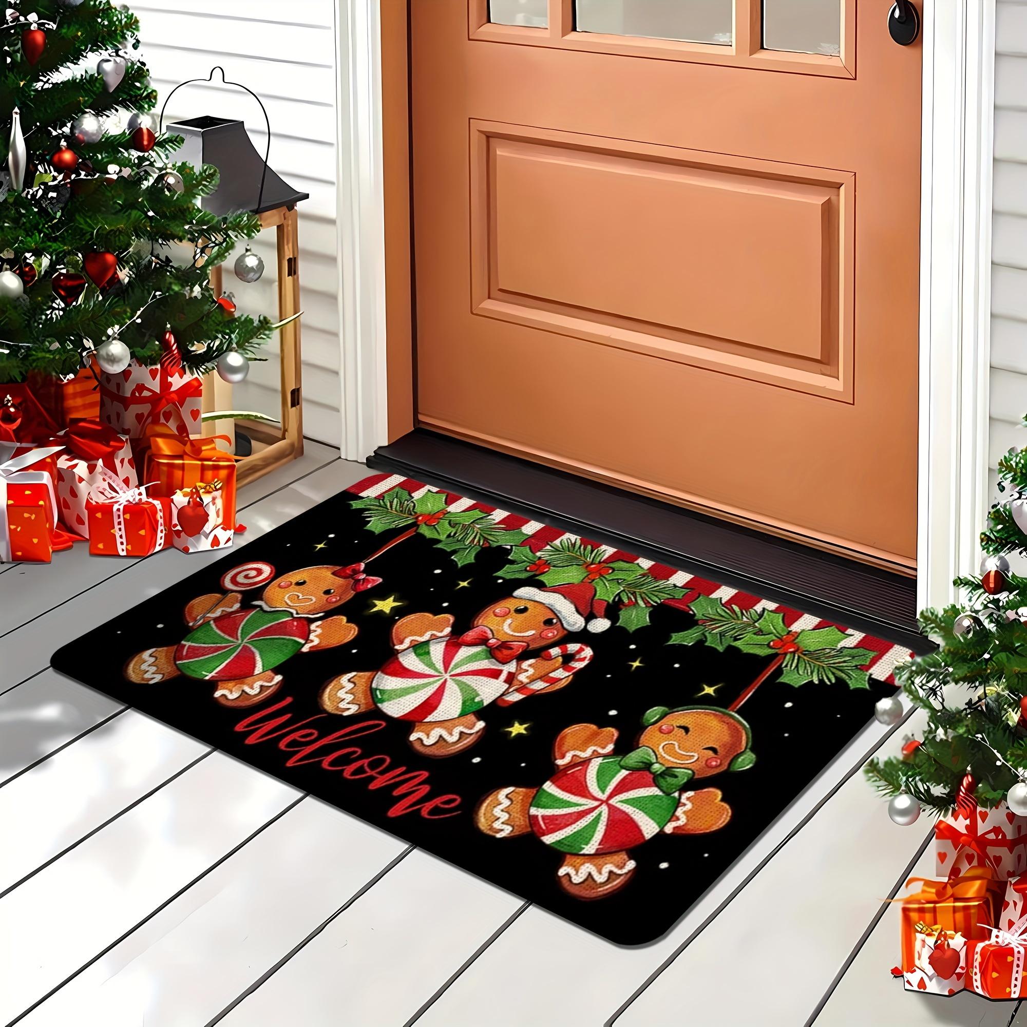 

Christmas Gingerbread Candy Cane Kitchen Carpets Entrance Welcome Doormat Living Room Bedroom Laundry Bathroom Non-slip Floormat 40x60cm 16x24inch