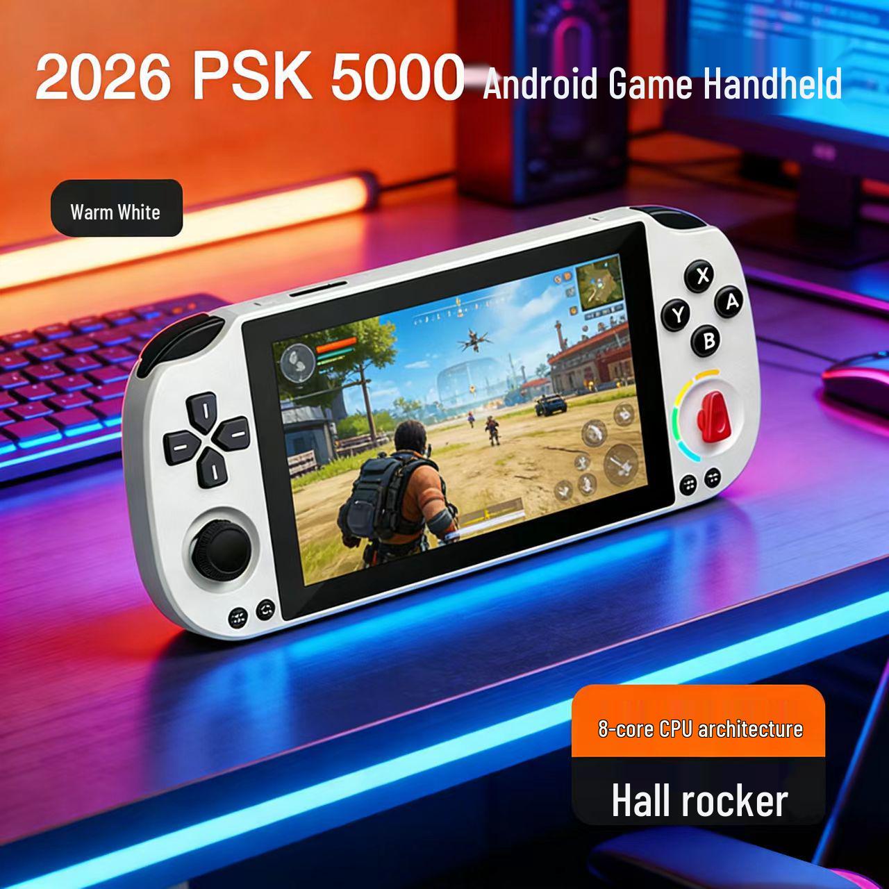 5 FHD Android Handheld Retro Gaming Console with WiFi & Joystick English Version - White (No Card)
