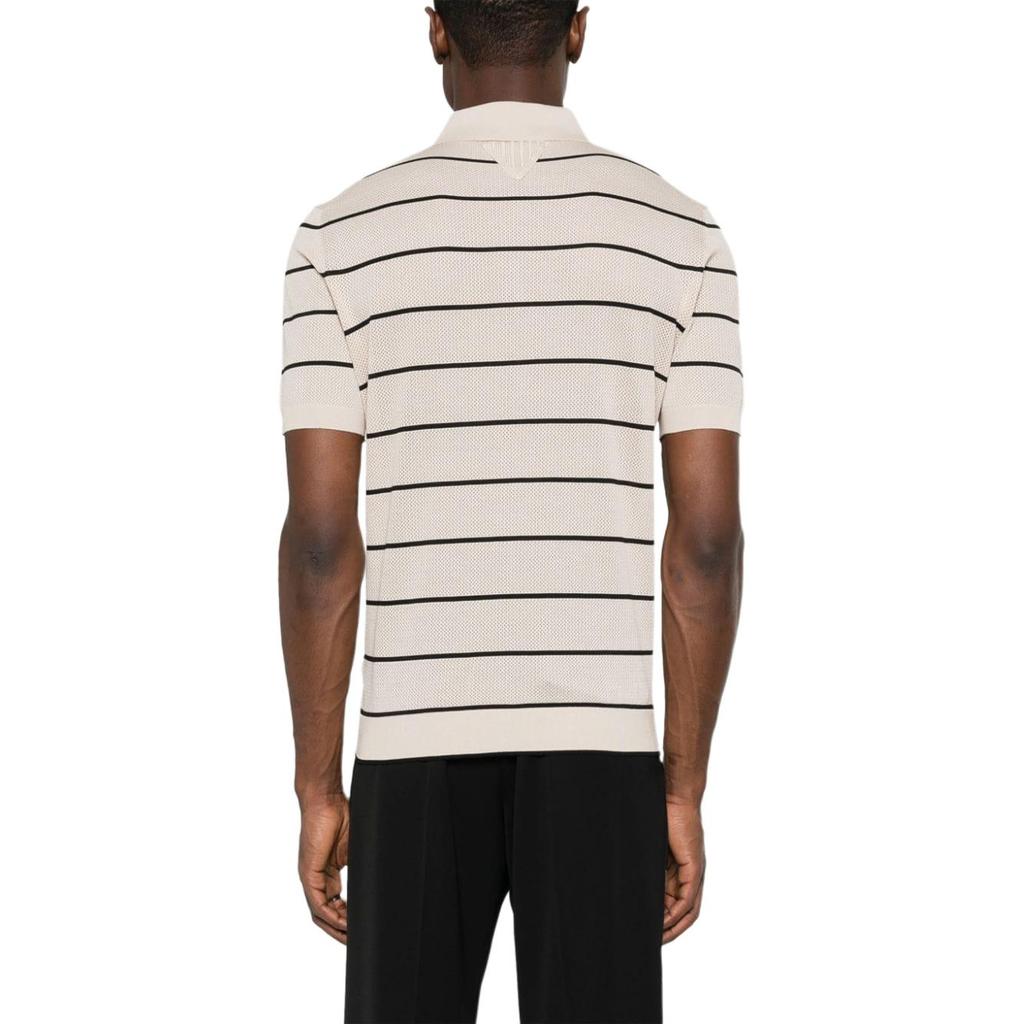 PRADA Short-Sleeved Striped Open-Knit Polo Shirt UMB731-14B9-F0304-S-OOO