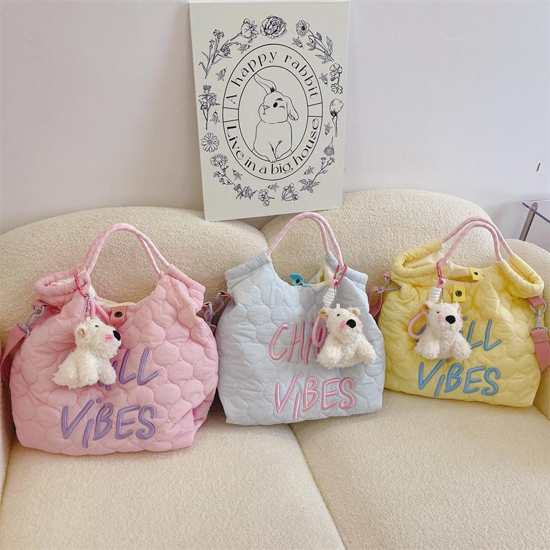 Korean Style Cute Women's Versatile Down Jacket Shoulder Bag - Large Capacity Handbag for Autumn/Winter