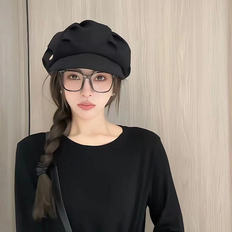 RICYGVM Korean Cloud Berets Fashion Pleated Octagonal Cap Vintage Solid Color Peaked Caps For Women Newsboy Painter Artist Hat