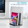 GemRich Vertical Laptop PC Stand with Tablet Storage for MacBook and Stylish Acrylic Clear Black Stand, iPad, Pro, Air, 3-Slot