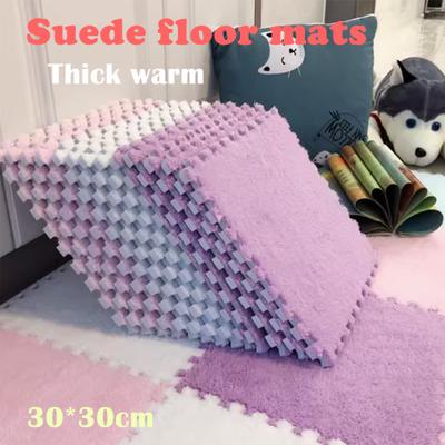 20 stk 30*30cm Stue Soverom Plysjteppe Myk Plysj Baby Lekematte EVA Skum Plysjteppe Støtsikker Pad Puslespillmatte