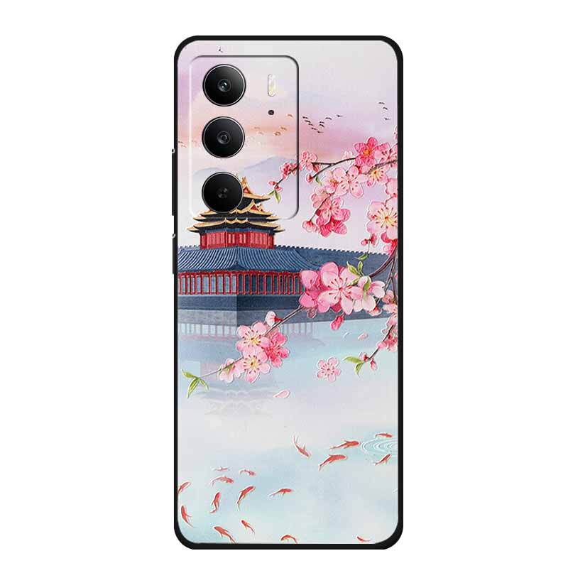 3D Emboss Case For Realme C75 4G 5G C75x V70 V70s 14x Realme C71 4G Case C 75 71 Coque Flower Black Silicone Soft Back Cover Bag