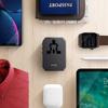 UNIQ Lad. network. Voyage World Adapter 33W+ 2xUSB + PD 18W + QC 3.0 gray/charcoal gray (LITHOS Collective)