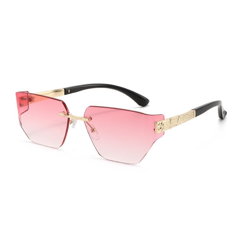 Stylish Frameless Metal Sunglasses for Women, Oversized Frames, European and American Style.