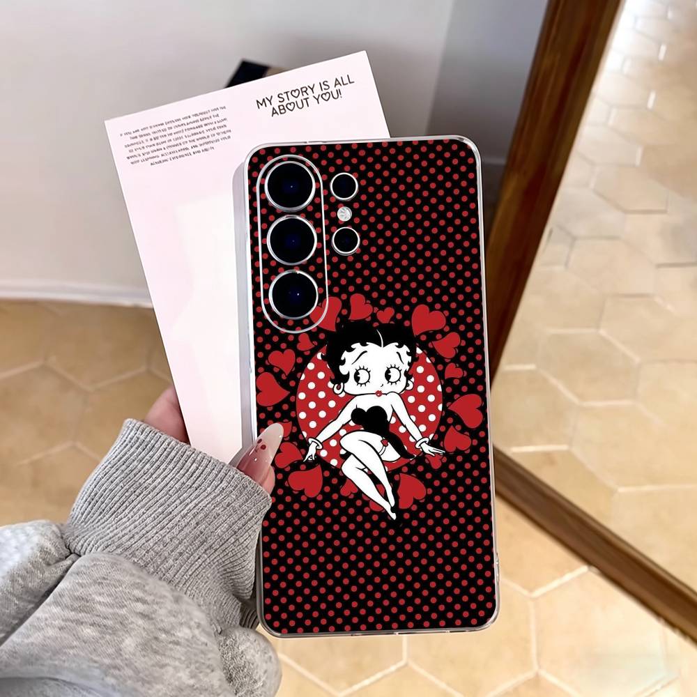 B-Betty Cute B-Boop Phone Case For Samsung S25,S24,S21,S22,S23,S30,Ultra,S20,Plus,Fe,Note,10,9,5G Transparent Cover