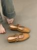 Vintage woven hollow word with thick heel bag head half slippers women's sandals Muller Mary Jane