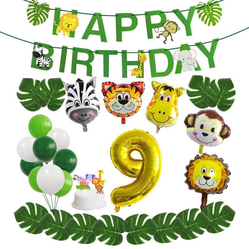 

Украшения для дня рождения в животной тематике, Флажки с буквами животных, Набор фольгированных шаров для вечеринки 9