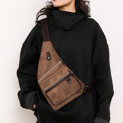 Náprsní taška Umělá kůže Nastavitelný popruh Unisex taška proti krádeži přes rameno Retro Anti Travel Multi Pocket Boční taška